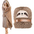 Flauschige Faultier-Kapuzendecke | mit Fleece und Handschuhen